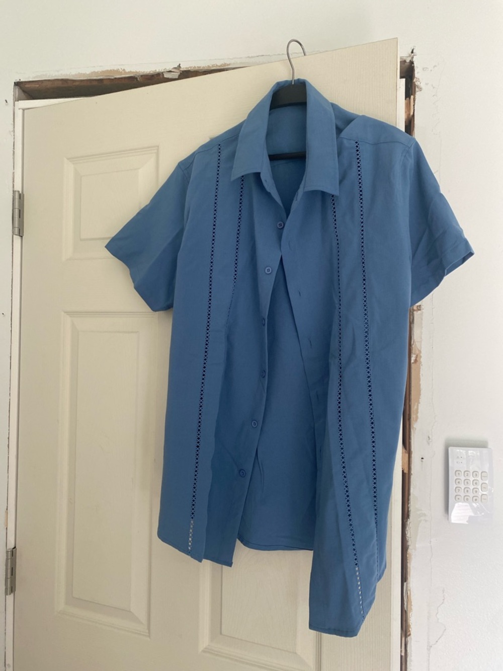 Casual Short-Sleeve Button-Down Shirt in Blue